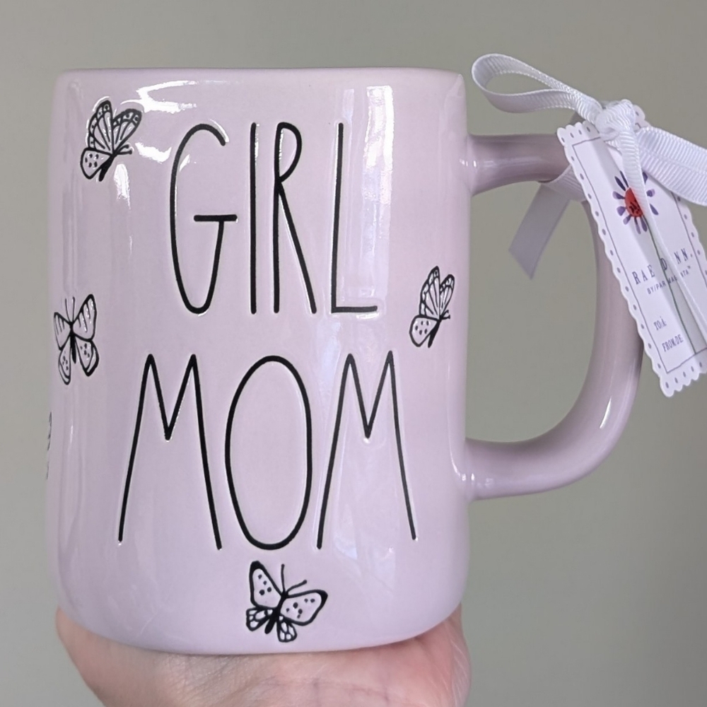 Rae Dunn GIRL MOM Mug with Allover Butterfly Design 🦋, Mother's Day Collection